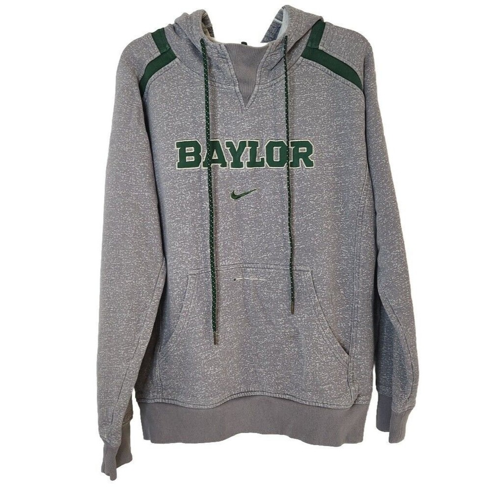 BAYLOR UNIVERSITY BEARS Gray Green Nike Hoodie Sweatshirt Mens Size XL XLarge